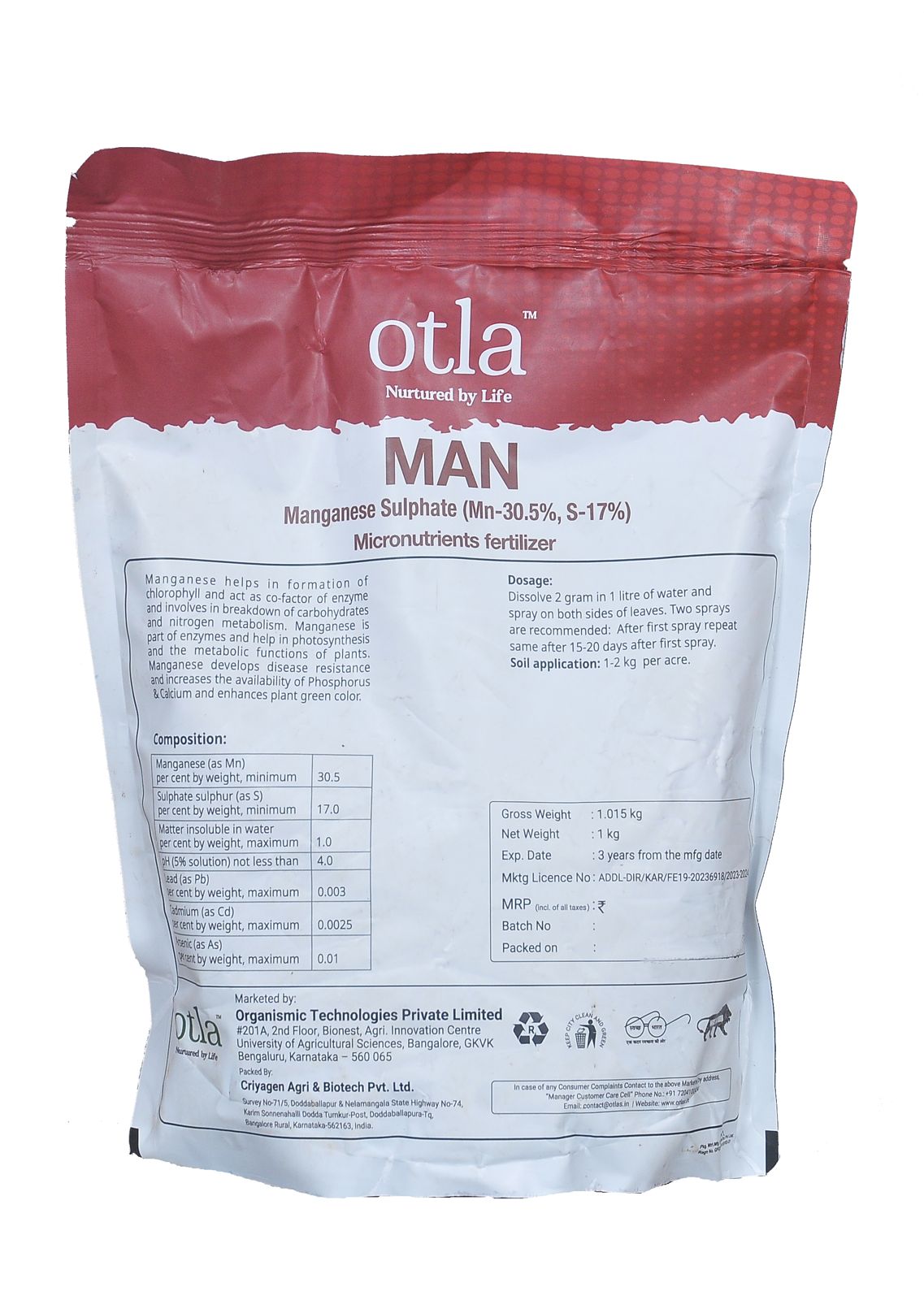 Otlas MAN : Magnesium Sulphate: Mn 30.5%, S - 11%