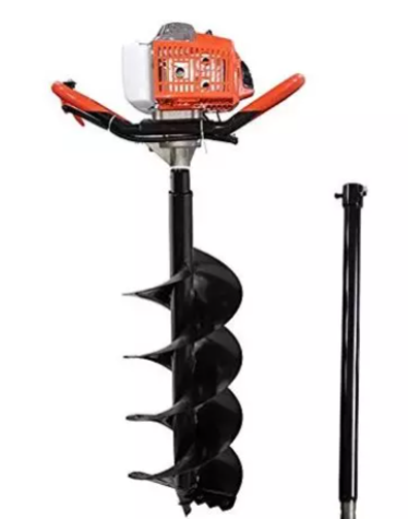 JE 68CC 2.2kW Heavy Duty Petrol Operated Earth Auger with 8 inch Drill Bit & 70cm Extension Pipe
