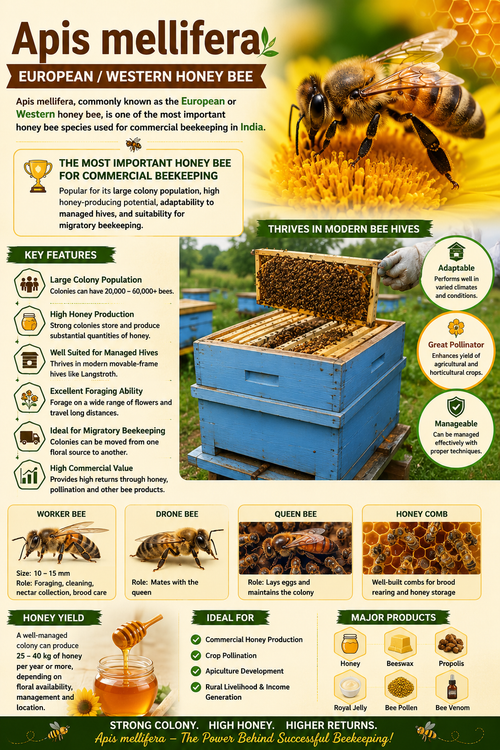 WHICH HONEY BEE IS BEST FOR HONEY PRODUCTION ??/WHY APIS MELLIFERA IS POPULAR AMONG COMMERCIAL BEEKEEPERS