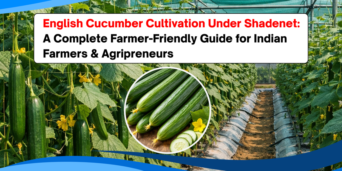 English Cucumber Cultivation Under Shadenet:  A Complete Farmer-Friendly Guide for Indian Farmers & Agripreneurs
