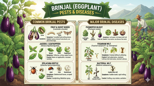 Brinjal Pests and Diseases: Identification, Symptoms and Effective Management