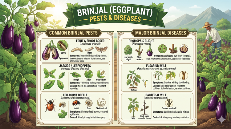 Brinjal Pests and Diseases: Identification, Symptoms and Effective Management