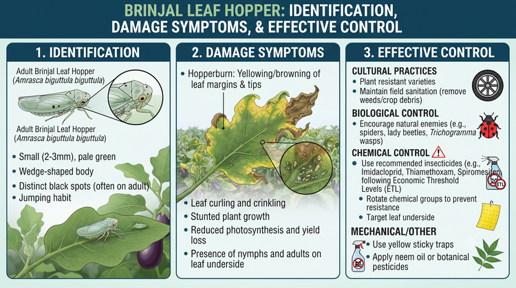 Brinjal Leaf Hopper: Identification, Damage Symptoms and Effective Control