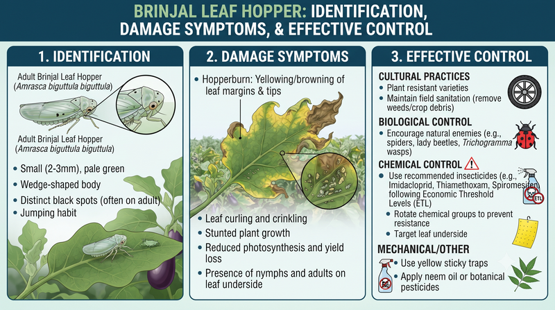 Brinjal Leaf Hopper: Identification, Damage Symptoms and Effective Control