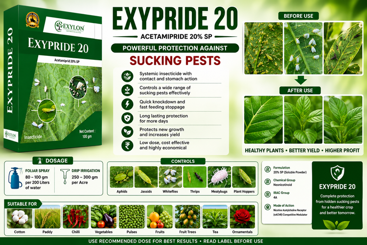 EXYLON EXYPRIDE 20(ACETAMIPRIDE 20% SP)/KHETHARI/BEST FOR SUCKING PESTS