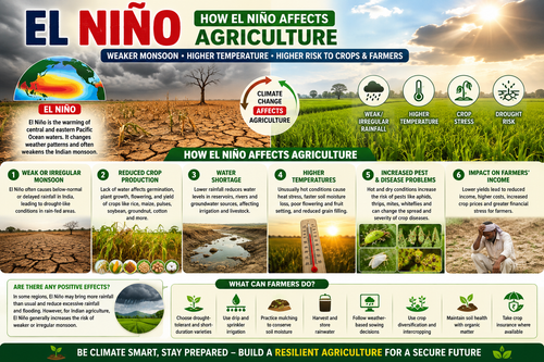 El Niño, Indian Monsoon and Agricultural Production 2026-2027/EFFECT ON EI NINO ON AGRICULTURE /Impact on Crops and Farmers