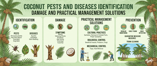 Coconut Pests and Diseases: Identification, Damage and Practical Management Solutions