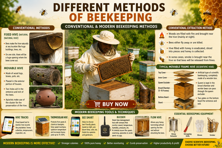 WHAT ARE THE DIFFERENT METHODS OF BEEKEEPING ???