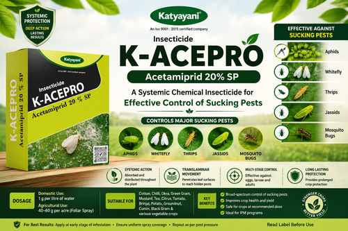 Katyayani K-Acepro | Acetamiprid 20% SP A Systemic Chemical Insecticide for Effective Control of Sucking Pests