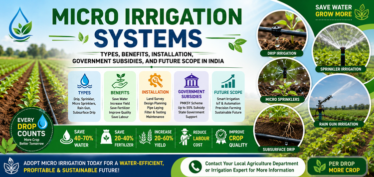 Micro Irrigation Systems: Types, Benefits, Installation, Government Subsidies, and Future Scope in India
