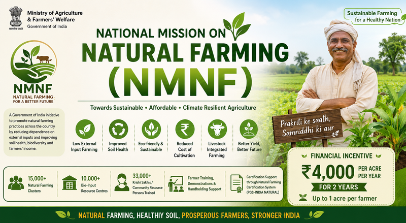 National Mission on Natural Farming (NMNF): Objectives, Benefits, Incentives, Eligibility and How Farmers Can Adopt Natural Farming