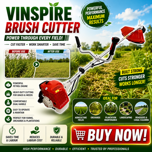 VINSPIRE 2 STROKE PETROL BRUSH CUTTER/Vinspire VGT5 BP2 1.5kW 52CC 2 Stroke Side Pack Petrol Brush Cutter, VAPL-BC-52CC-SP