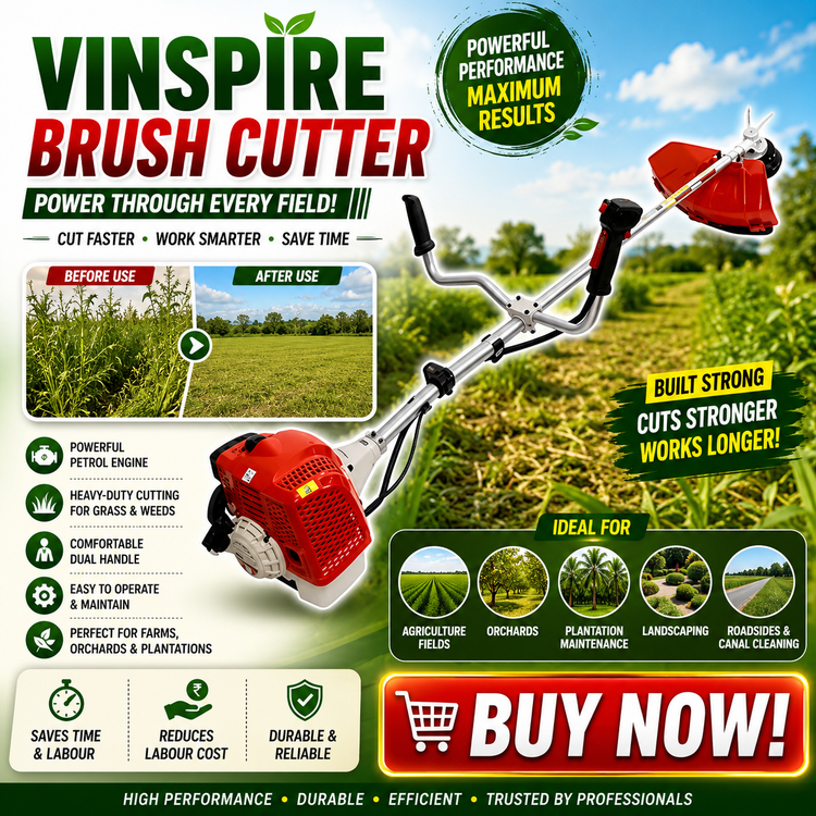 VINSPIRE 2 STROKE PETROL BRUSH CUTTER/Vinspire VGT5 BP2 1.5kW 52CC 2 Stroke Side Pack Petrol Brush Cutter, VAPL-BC-52CC-SP