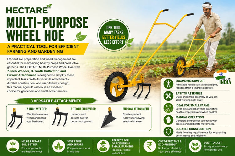 HECTARE Multi-Purpose Wheel Hoe: A Practical Tool for Efficient Farming and Gardening