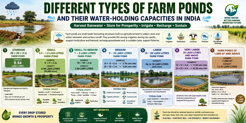 Water holding capacities of different farm ponds