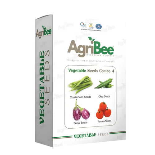 AgriBee F1 Hybrid Vegetable Seeds Combo Pack 4 Type of Seeds (10g x 5pack) = 1 Box