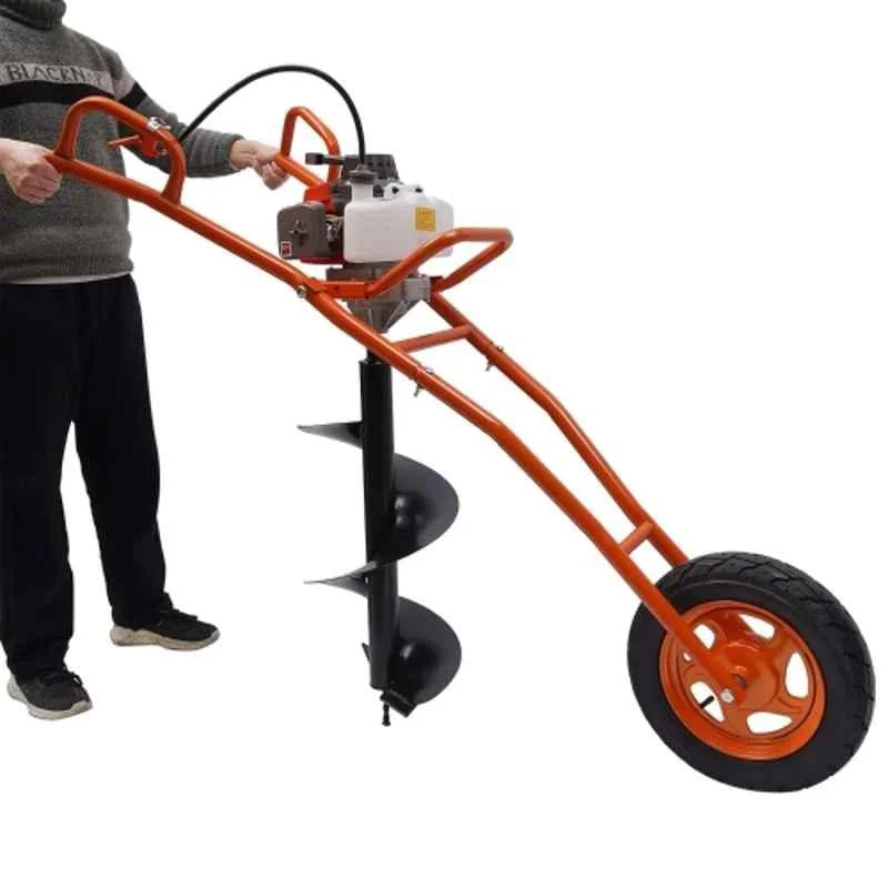 Vinspire 63CC 2.2kW 2 Stroke Trolly Earth Auger with 12 inch Drill Bit