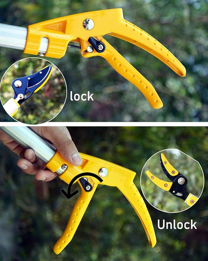 HECTARE Long Reach Pruner & Fruit Harvester - 10 ft Telescopic Aluminum Pole Saw with Cut and Hold Feature for Thin Branches, Lightweight Design