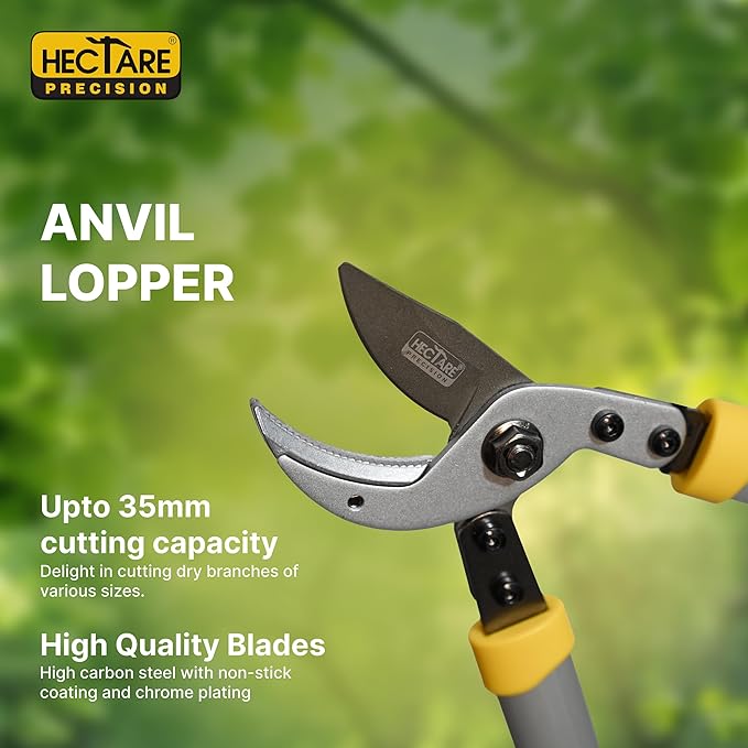 HECTARE Precision Loppers - Heavy Duty Tree Branch Cutter, 35mm Cut, Anvil Design. Durable Tree Trimmer for Gardening, Pruning Small Branches & Stems.