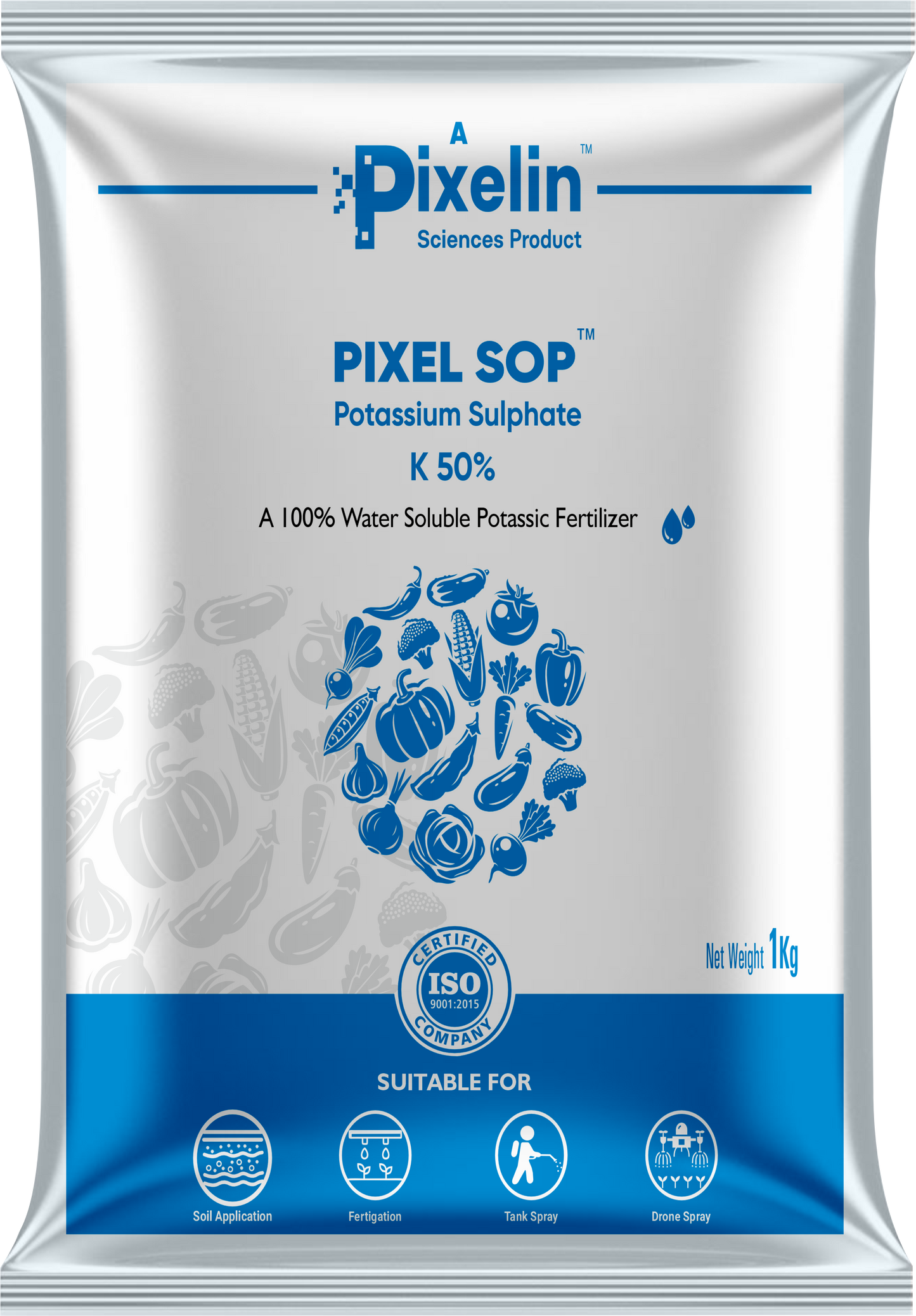 PIXEL SOP NPK 00:00:50 Fully Water-Soluble Potassium Fertilizer for Enhanced Flowering, Fruiting, and Crop Quality