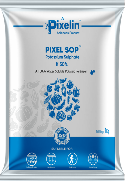 PIXEL SOP NPK 00:00:50 Fully Water-Soluble Potassium Fertilizer for Enhanced Flowering, Fruiting, and Crop Quality