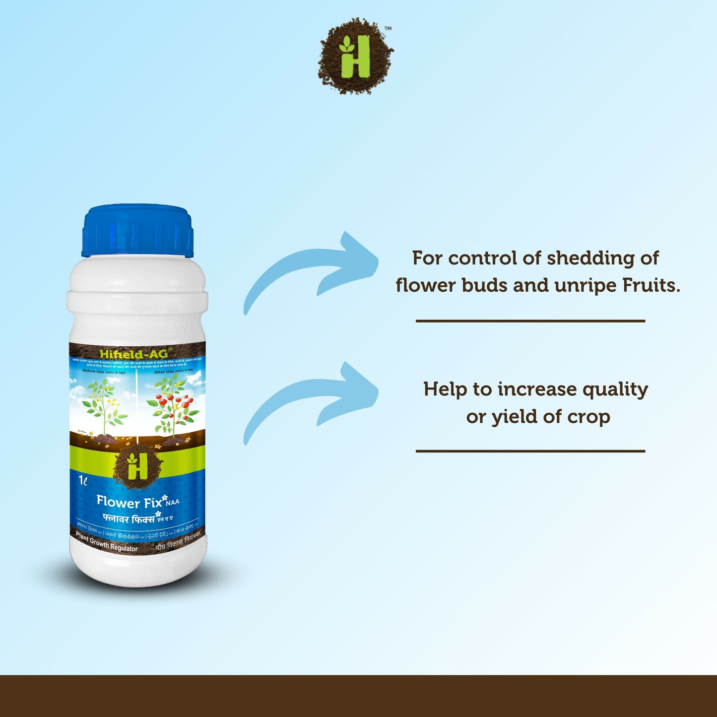 HIFIELD Flower Fix – Plant Growth Regulator (Alpha-Naphthyl Acetic Acid 4.5% SL) | Reduces Flower & Fruit Drop | Improves Fruit Retention & Yield