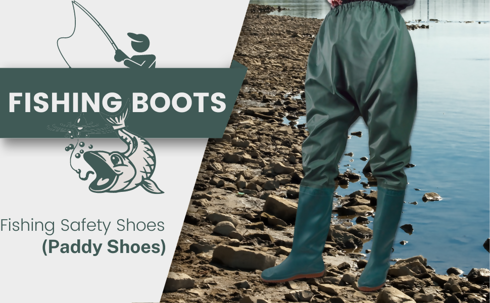 Fishing Shoes | Hip Waders | Waterproof Anti-Slip PVC Boots for Fishing, Farming & Outdoor Work