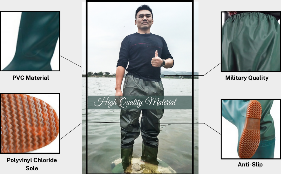 Fishing Shoes | Hip Waders | Waterproof Anti-Slip PVC Boots for Fishing, Farming & Outdoor Work